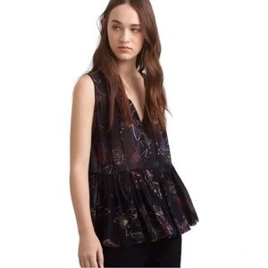 Aritzia Wilfred Nantes Flowy Floral Sleeveless Blouse Size M